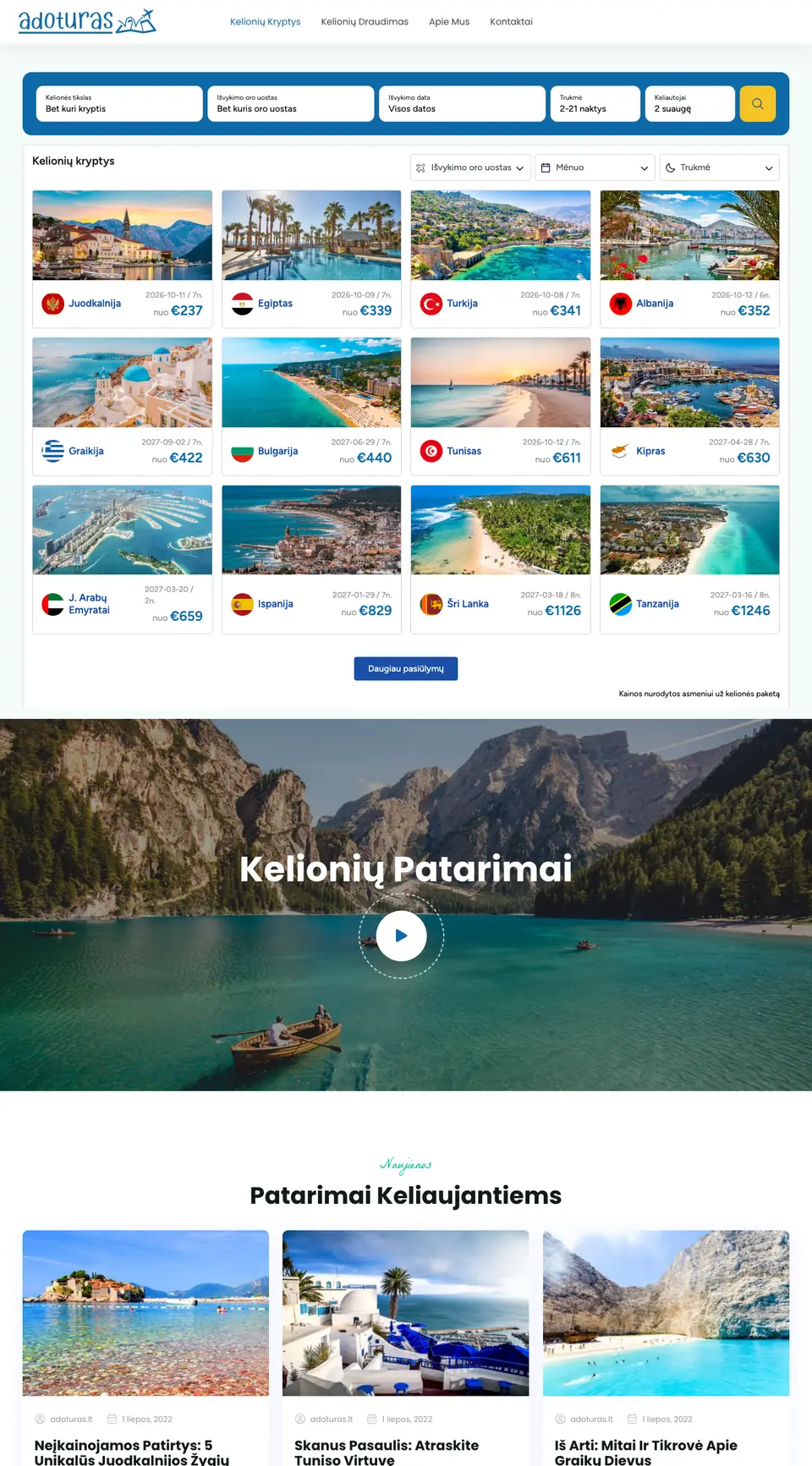 Adoturas.lt – pagrindinis puslapis kompiuteryje