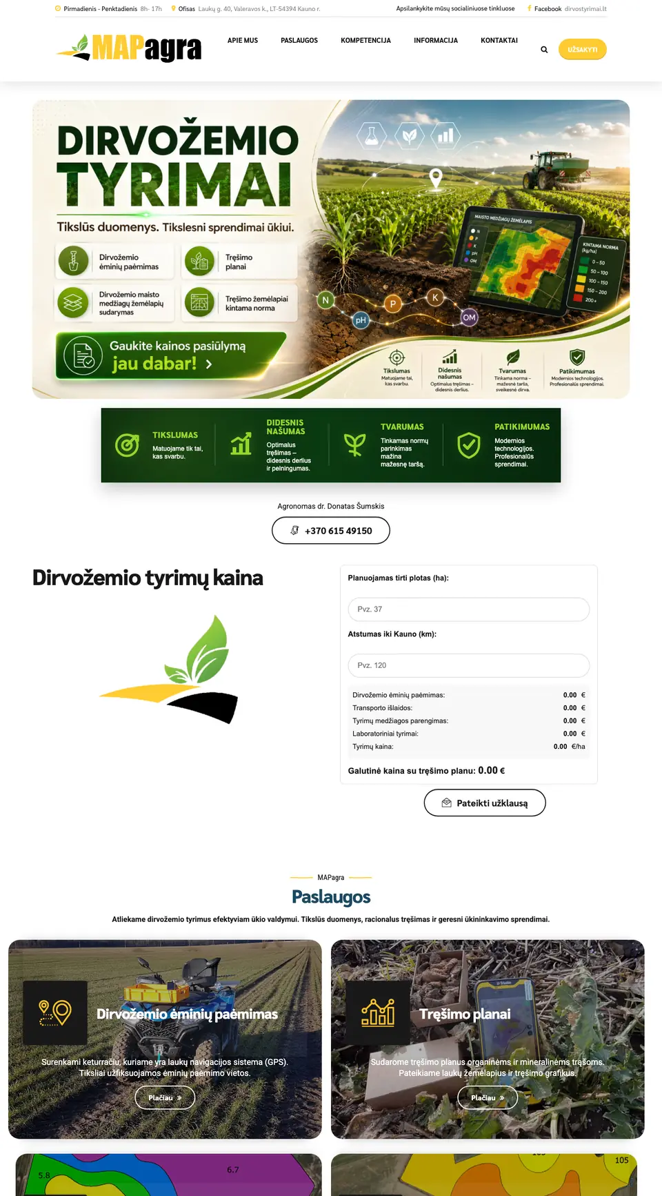 Dirvostyrimai.lt – svetainės vaizdas