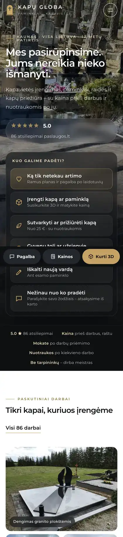 Kapugloba.lt – mobilioji versija