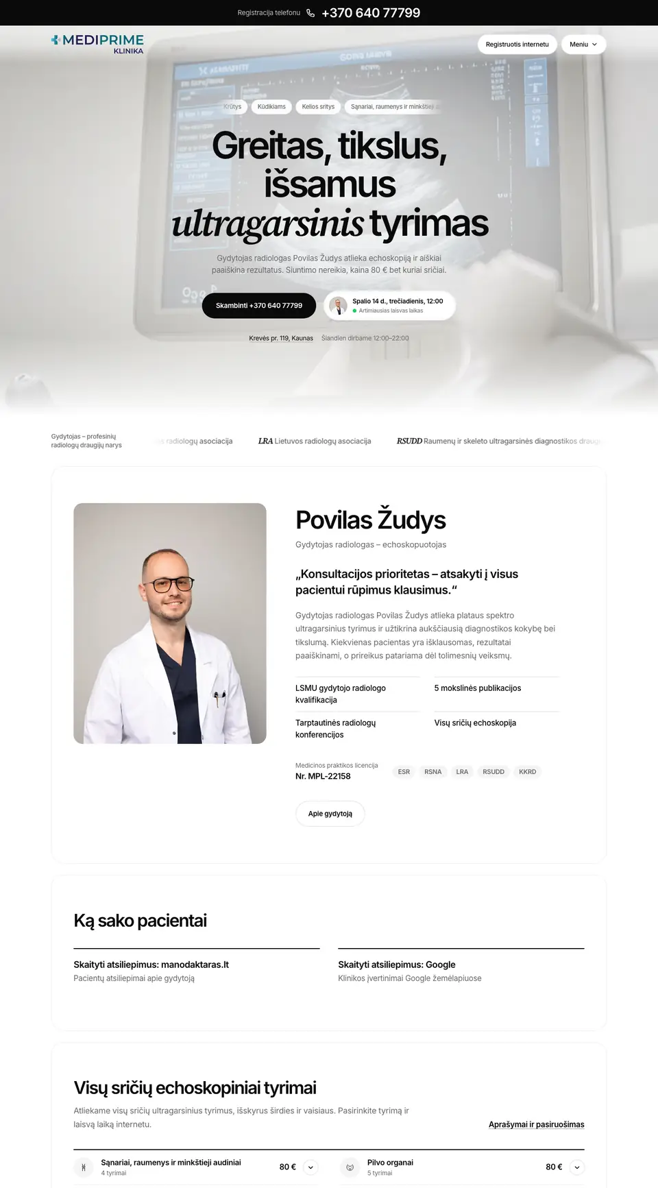 Mediprime.lt – svetainės vaizdas