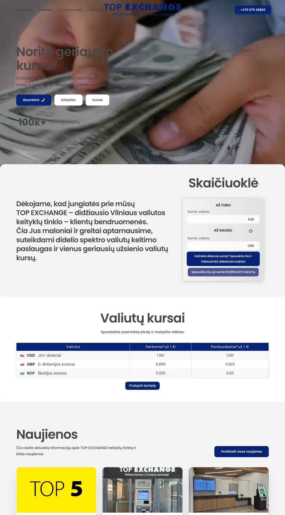 Top Exchange – svetainės vaizdas